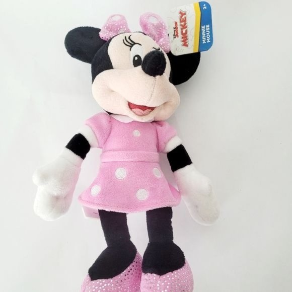 Minnie Mouse DISNEY 10" Plush Stuffed Animal Pink Polka Dot Bling - Picture 6 of 9